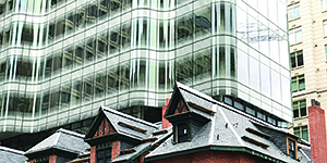 7th St. Thomas, Toronto, Canada. Digitally printed on facade by Standard Bent Glass. Architect: Hariri Pontarini Architects